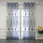 European Grayish Blue Flower Embroidery Sheer Curtains Villa Luxury Finished Gro... - Image 2