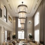 Extra Large Staircase Chandeliers 9-Tier Black and Gold Chandelier Luxury Long C... - Image 2