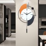 FILLOVE Large Decorative Wall Clock with Pendulum for Living Room, Metal Hands, ... - Image 2