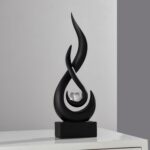 FJS Black Flame Statue, 11.8" Abstract Resin Sculpture for Modern Home Decor, Mi... - Image 2
