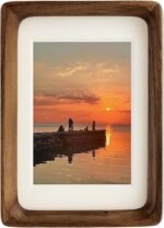 FLECHAZO 5x7 Picture Frame Wood with 4x6 Mat,Natural Solid Walnut Wooden Photo F... - Image 2