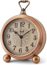 FLOITTUY 4.5" Battery Operated Antique Retro Analog Metal Alarm Clock, Silent Be... - Image 2