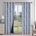 FMFUNCTEX 100% Blackout Floral Curtains for Bedroom, Blue Curtains 84 inches Lon... - Image 2