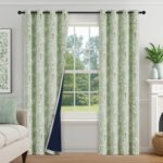 FMFUNCTEX 100% Blackout Floral Curtains for Bedroom, Sage Green Curtains 84 inch... - Image 2