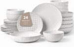 FOBENTA 24-Piece Ceramic Dinnerware Set,Large Plates and Bowls Set for 6,Elegant... - Image 2