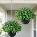 FOTEEWL Artificial Boxwood Hanging Baskets - 2 Sets of Hanging Plant Fake Bushes... - Image 2