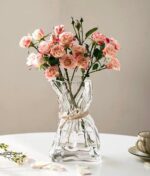 FOWSEEK 6 Inch Small Glass Flower Vase, Irregular Clear Flower Vases for Centerp... - Image 2