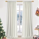 FRAMICS Velvet Curtains 84 inch Long, White Foil Print Curtains for Living Room,... - Image 2