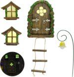 Fairy Door and Windows Garden Kit Accessories Outdoor, Glow in Dark Gnome House ... - Image 2