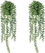 Fake Hanging Plants, 2pcs Artificial Hanging Plants in pots, Fake Plants Artific... - Image 2