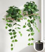 Fake Plants 2 Pcs Faux Pothos Plants Potted Indoor Artificial Hanging Plants Rea... - Image 2