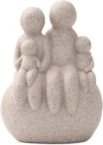 Family of Four Resin Statue, Parents and Kids Sitting on Rock Figurine, Home Dec... - Image 2