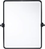 Farmhouse Black Metal Framed Pivot Rectangle Bathroom Mirror Rounded Rectangluar... - Image 2