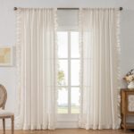 Farmhouse Curtains 84 Inches Long 2 Panels Natural Linen Textured Ruffle Curtain... - Image 2