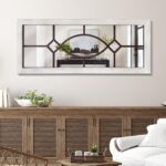 Farmhouse Mirror for Wall Decor: 43.3" x 17.7" Large Rustic Windowpane Mirrors w... - Image 2