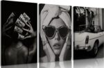 Fashion Woman Canvas Wall Art Black and White Trend Wall Decor Sexy Luxury Poste... - Image 2