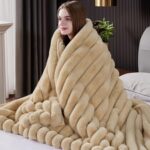 Faux Fur Throw Blanket, Thick 1000GSM Fluffy Cozy Throw Blankets for Bed, Luxury... - Image 2