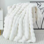 Faux Fur Throw Blanket for Couch Cozy Fuzzy Soft Plush Thick Fluffy Fleece Bubbl... - Image 2