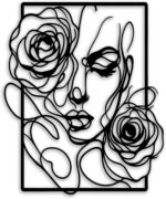 Female Face Rose Metal Wall Decor - Elegant Room Decor Wall Art Home Decor for L... - Image 2
