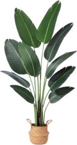 Ferrgoal Artificial Bird of Paradise Plants 5Ft Fake Tropical Palm Tree with 10 ... - Image 2