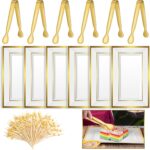 FillTouch 112 Pcs Summer Gold Dinnerware Set Include 6 Disposable Rectangle Serv... - Image 2