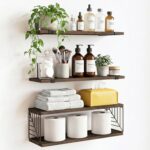 Fixwal Bathroom Floating Shelves Over Toilet, 15.8in Farmhouse Rustic Wood Shelv... - Image 2