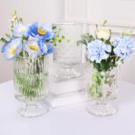 Fixwal Vases for Flowers Set of 3 Vintage Glass Vase for Centerpieces, Embossed ... - Image 2