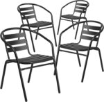 Flash Furniture Aluminum Slat Back Stacking Outdoor Restaurant Chairs, Modern St... - Image 2