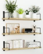 Floating Shelves, 24 Inches, Easy to Install, Wall Mounted, Set of 3, Rustic Woo... - Image 2