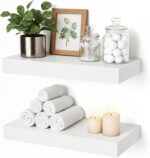 Floating Shelves for Wall White Shelves Bathroom, Bedroom and Living Room, Wall ... - Image 2