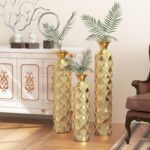 Floor Metal Decorated Vases Set of 3 for Gorgeous Home Decoration Large Glazed M... - Image 2