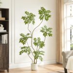 FloraFairy 5.5FT Artificial Sumac Tree with White Pot, Tall Faux Plants Indoor, ... - Image 2