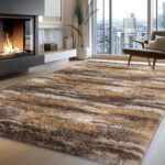 Fluffy Rugs for Living Room Bedroom, 5x7 Feet Abstract Brown Shag Area Rugs, Non... - Image 2