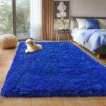 Fluffy Shag Rug for Bedroom, 4x5.9 Blue Area Rugs for Living Room, Nursery and K... - Image 2