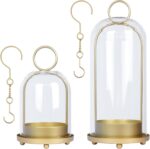 Fohil 5" & 4" Hurricane Glass Candle Holders, Set of 2 Metal Candle Holder with ... - Image 2
