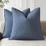 Foindtower Pack of 2, Decorative Linen Soild Throw Pillow Covers Soft Accent Eur... - Image 2