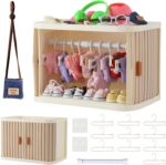 Foldable Doll Wardrobe Closet for Labubu Clothing - Double Sliding Door Stackabl... - Image 2