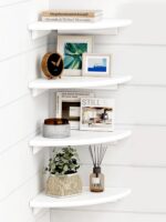 Forbena White Corner Floating Shelves for Wall Set of 4, Rounded Corner Shelves ... - Image 2