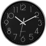 Foxtop Silver Wall Clock Silent Non-Ticking Battery Operated Round Modern Wall C... - Image 2