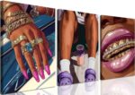 Framed Black Girl Wall Art Set of 3, Trendy Hip Hop Black Woman Wall Decor Paint... - Image 2
