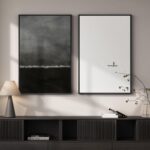 Framed Black and White Abstract Wall Art for Living Room, Large Set of 2 Minimal... - Image 2