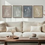Framed Boho Botanical Wall Art for Living Room, 4 Piece Rustic Floral Canvas Pai... - Image 2