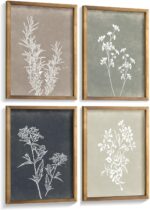 Framed Boho Wall Art Set of 4 for Wooded Minimalist Botanical Print Wall Art for... - Image 2