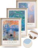 Framed Claude Monet Water Lilies Canvas Wall Art,Vintage Impressionist Botanical... - Image 2