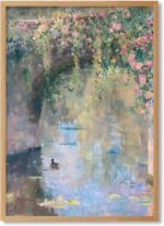 Framed Impressionist Water Garden Canvas Wall Art Monet Style Nature Landscape P... - Image 2