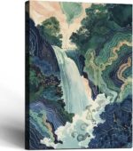 Framed Japanese Waterfall Wall Art Landscape Canvas Mountain View Painting Tranq... - Image 2