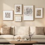 Framed Matisse Abstract Neutral Wall Art, 5 Piece Large Beige Canvas Prints Set,... - Image 2