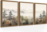 Framed Mountain Landscape Wall Art Set of 3 - Canvas Prints with Real Wood Frame... - Image 2