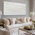Framed Neutral Abstract Wall Art White Pictures Wall Decor Textured Canvas Paint... - Image 2