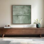 Framed Sage Green Abstract Wall Art, Modern Canvas Prints Artwork for Walls, Squ... - Image 2